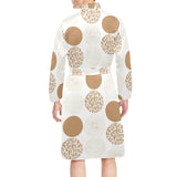 Gold Texture mushroom pattern Men's Long Sleeve Belted Night Robe