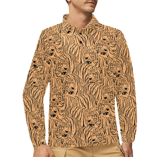 Bengal tigers pattern Men's Long Sleeve Polo Shirt