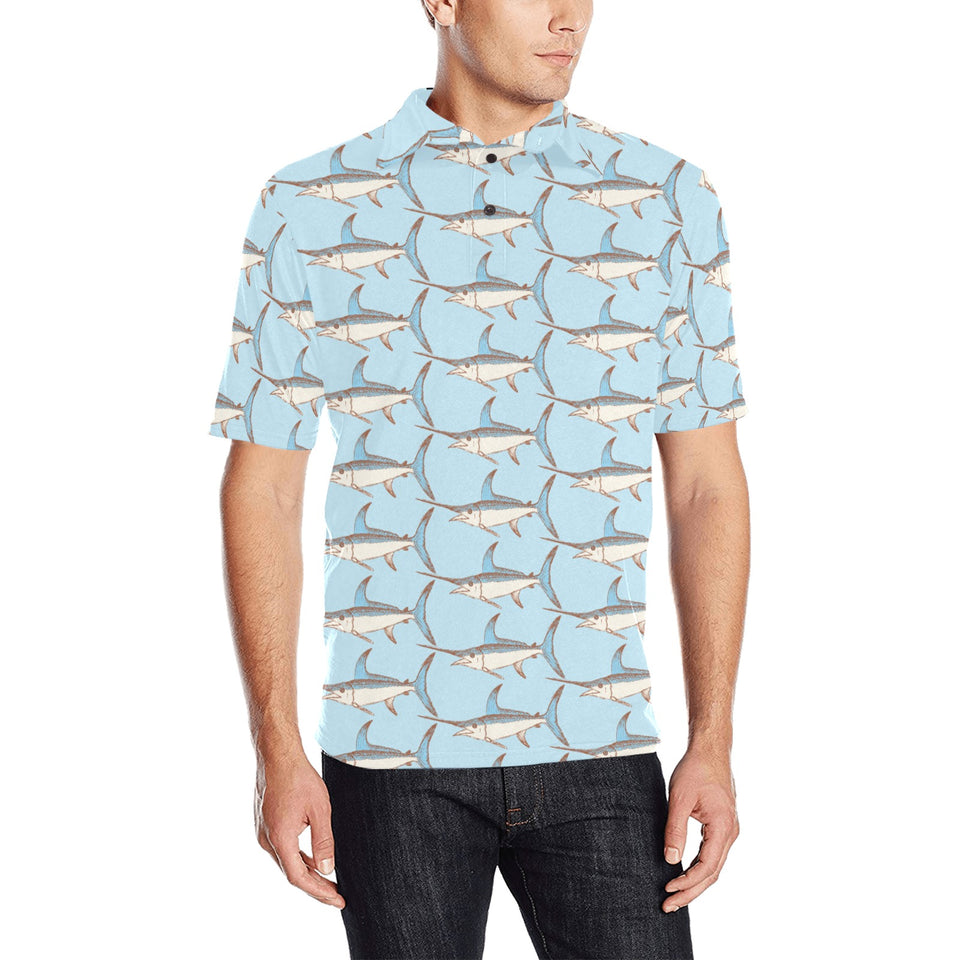 Swordfish Pattern Print Design 01 Men's All Over Print Polo Shirt