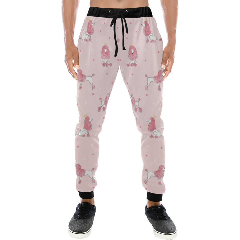 Poodle dog pink color theme Unisex Casual Sweatpants