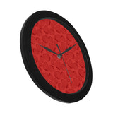 strawberry pattern red background Elegant Black Wall Clock