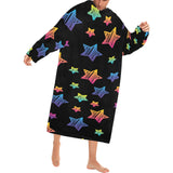 Colorful star pattern Blanket Robe with Sleeves