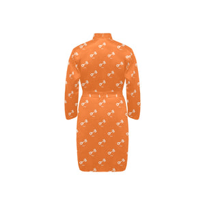 Engine Piston Orange Background Pattern Design 05 Men's Long Sleeve Belted Night Robe