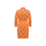 Engine Piston Orange Background Pattern Design 05 Men's Long Sleeve Belted Night Robe