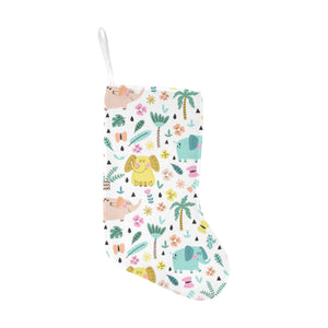 Cute elephants palm tree flower butterfly pattern Christmas Stocking
