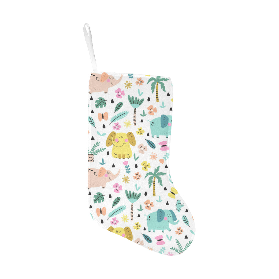 Cute elephants palm tree flower butterfly pattern Christmas Stocking
