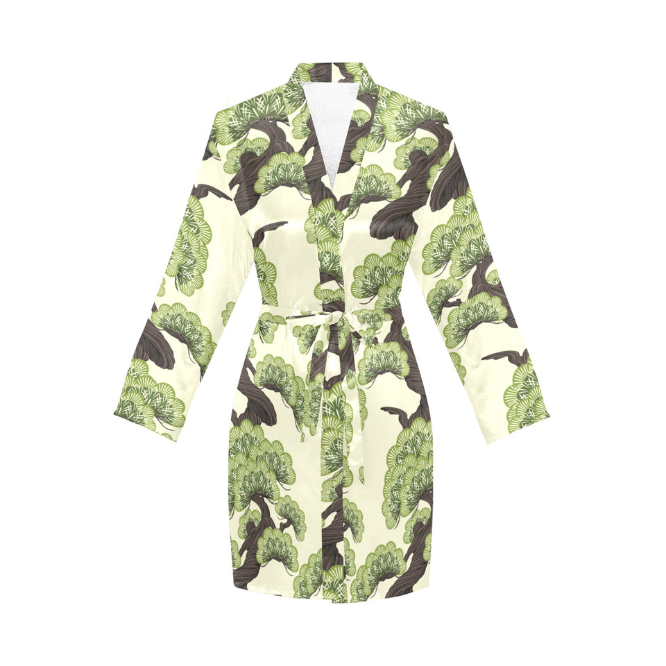 Bonsai pattern Women's Long Sleeve Belted Night Robe
