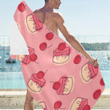 Cake cherry pattern Beach Towel