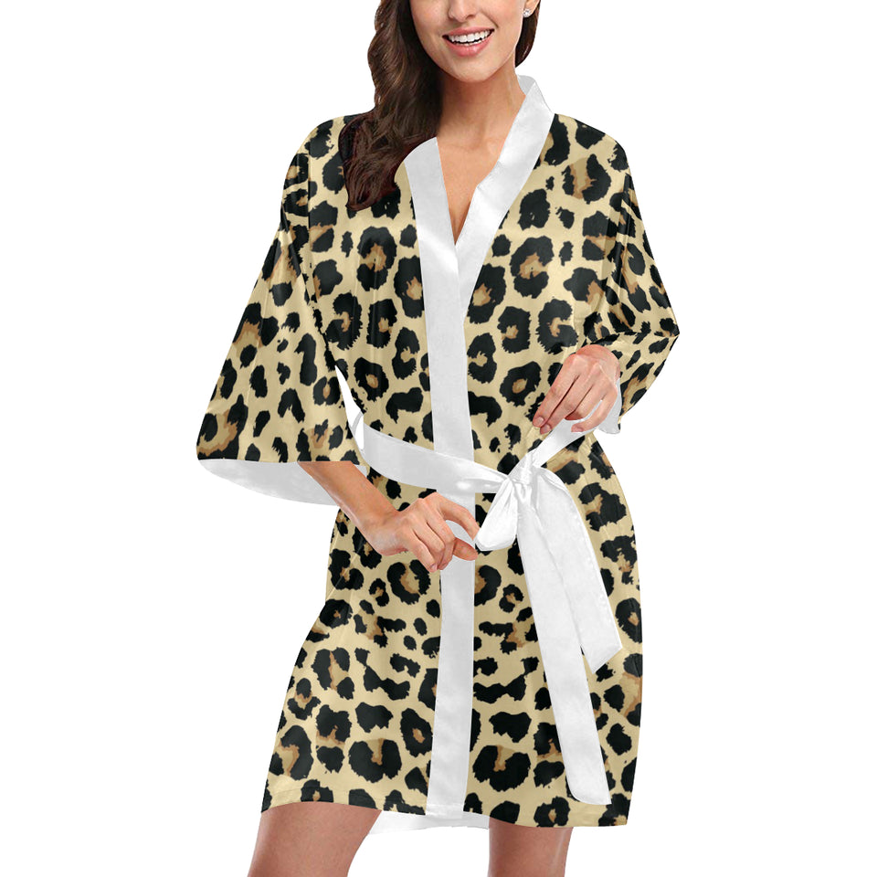 Leopard print design pattern Women's Short Kimono Robe