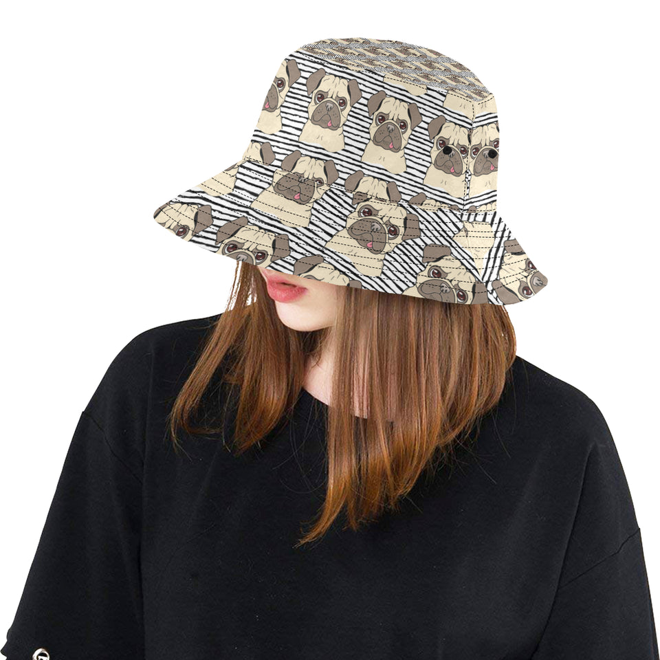 Happy pug pattern Unisex Bucket Hat