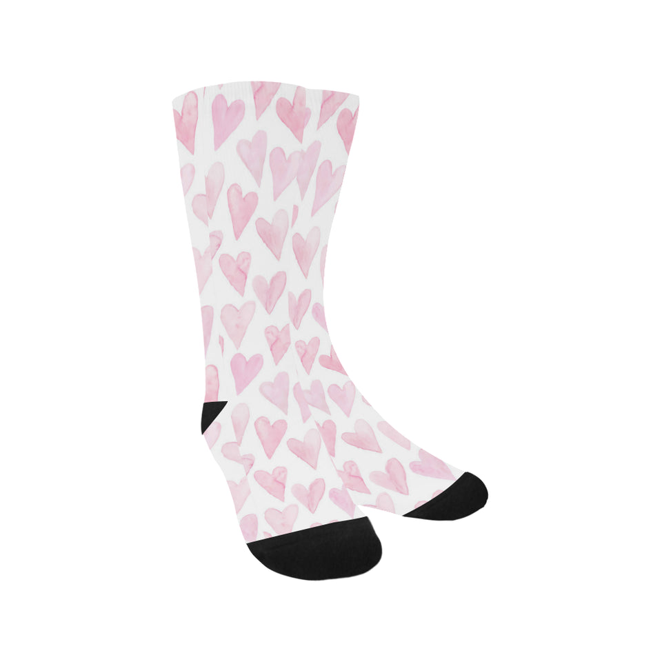 Watercolor pink heart pattern Crew Socks