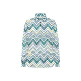 zigzag chevron paint design pattern Women's Long Sleeve Polo Shirt