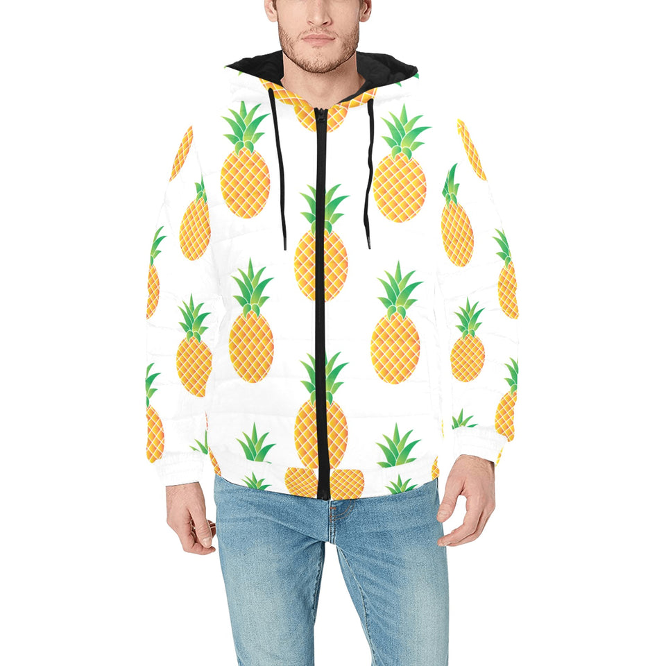 Pineapples pattern Men's Padded Hooded Jacket
