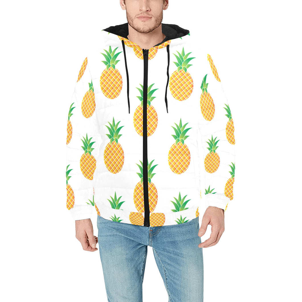 Pineapples pattern Men's Padded Hooded Jacket