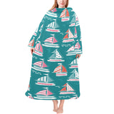 Cute sailboat pattern Blanket Robe with Sleeves