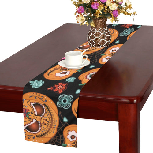 Pumpkin flowers spiderweb Halloween theme Table Runner