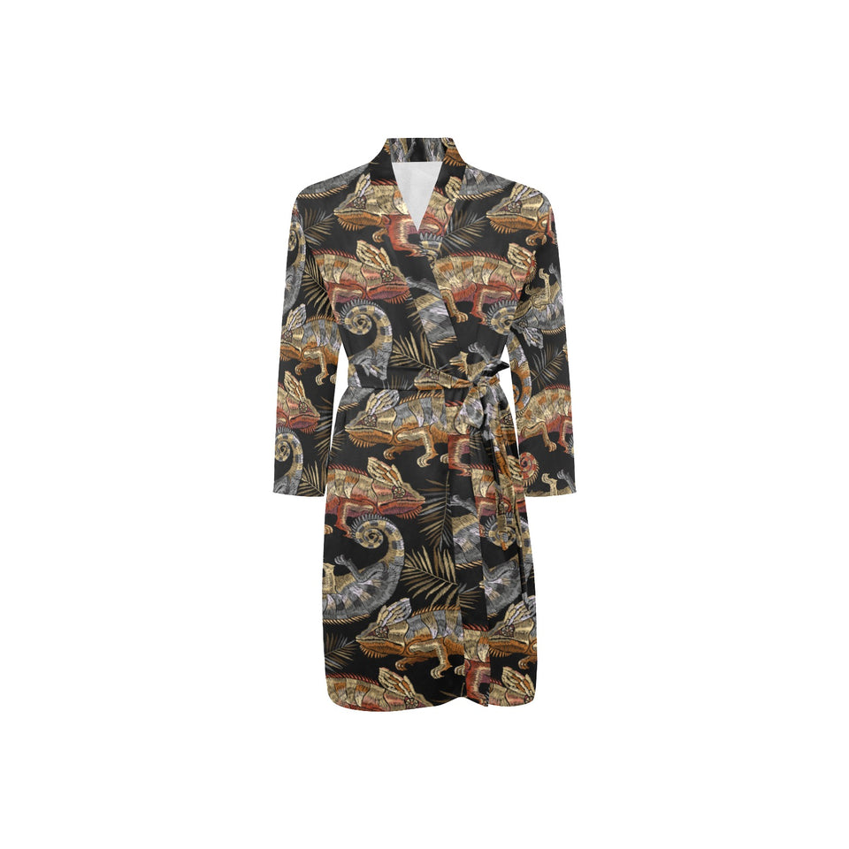 Cute dinosaurs pattern Men's Long Sleeve Belted Night Robe