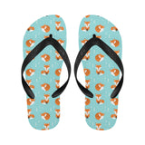 Fox pattern blue b ackground Unisex Flip Flops