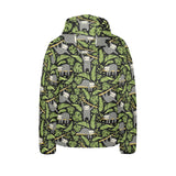 Cute sloths tropical palm leaves black background Kids' Boys' Girls' Padded Hooded Jacket