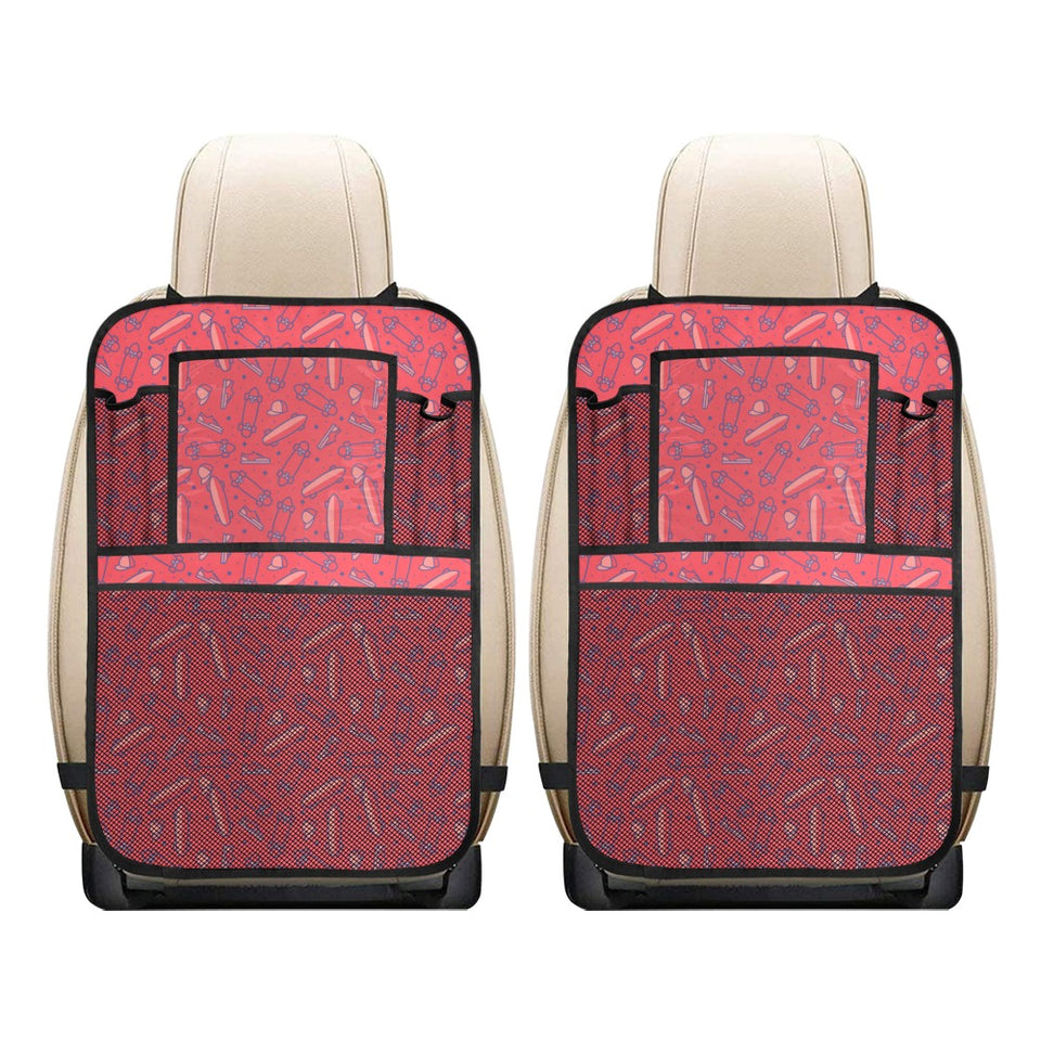 Skate Board Pattern Print Design 01 Car Seat Back Organizer