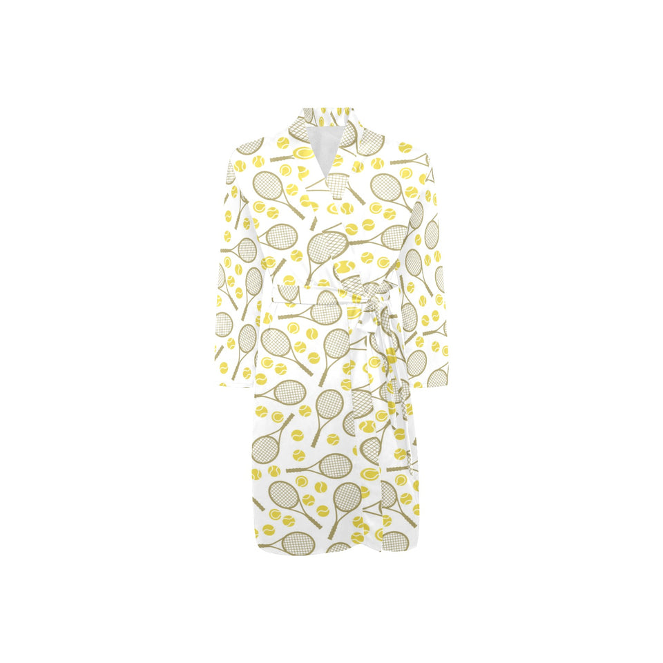 Tennis Pattern Print Design 02 Men's Long Sleeve Belted Night Robe