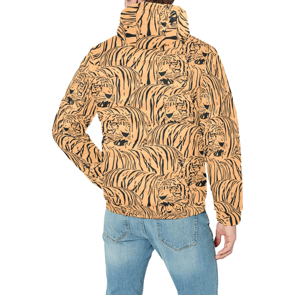 Bengal tigers pattern Men's Padded Hooded Jacket
