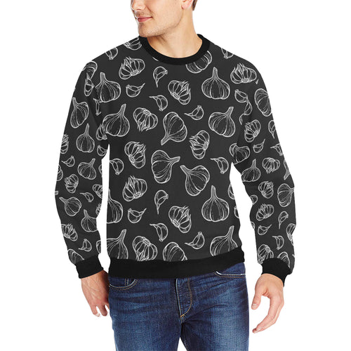 Garlic pattern black background Men's Crew Neck Sweatshirt