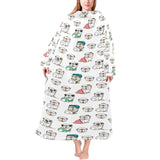 English Bulldog Pattern Print Design 03 Blanket Robe with Sleeves