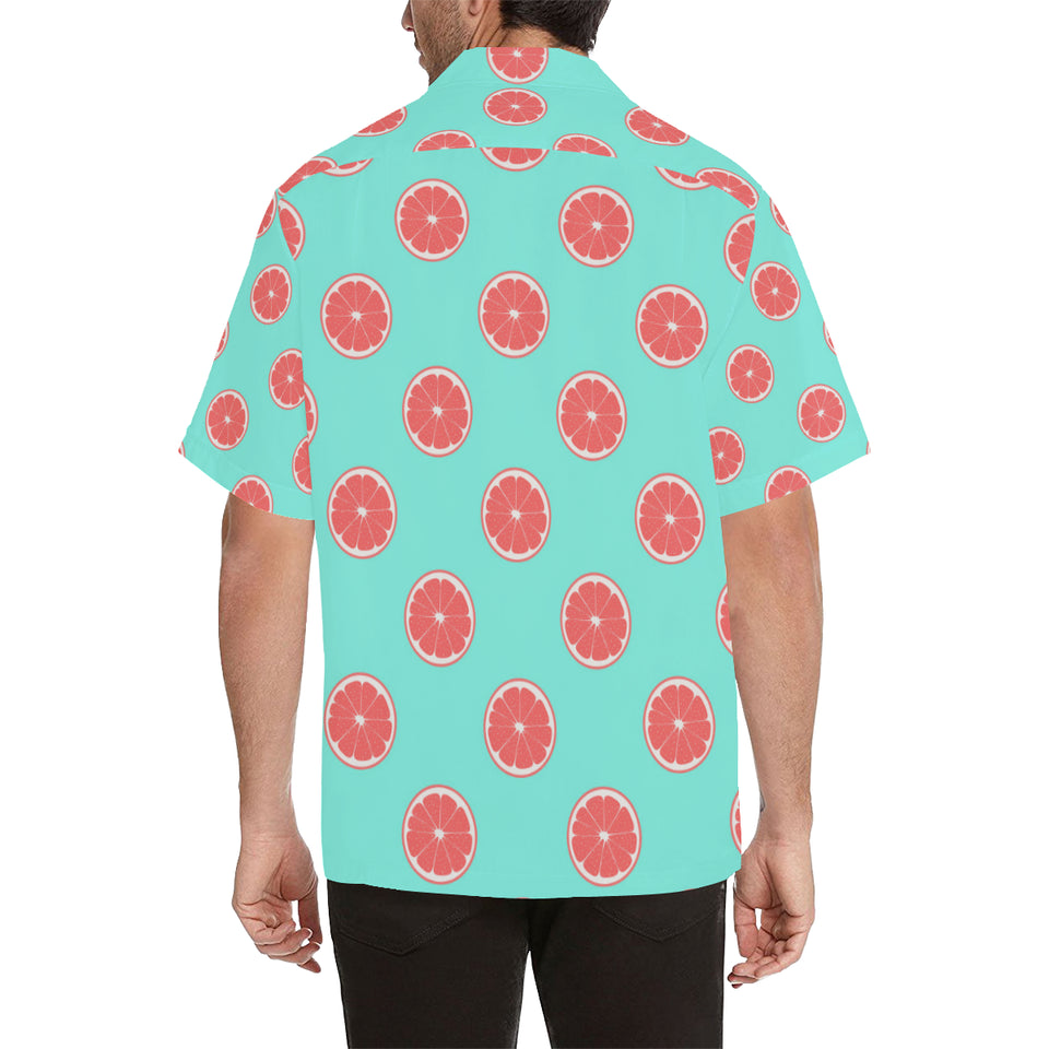 Grapefruit green background Men's All Over Print Hawaiian Shirt