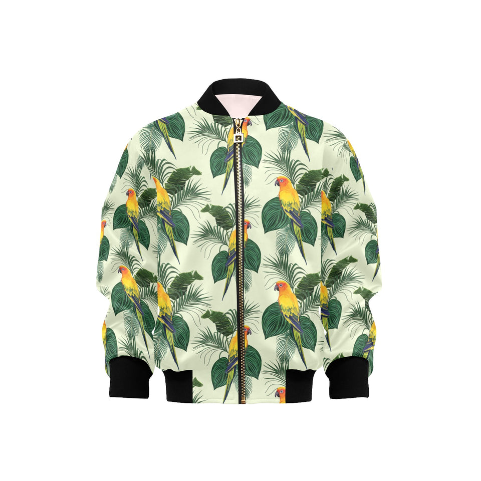 Beautiful parrot palm leaves pattern Kids' Boys' Girls' Bomber Jacket