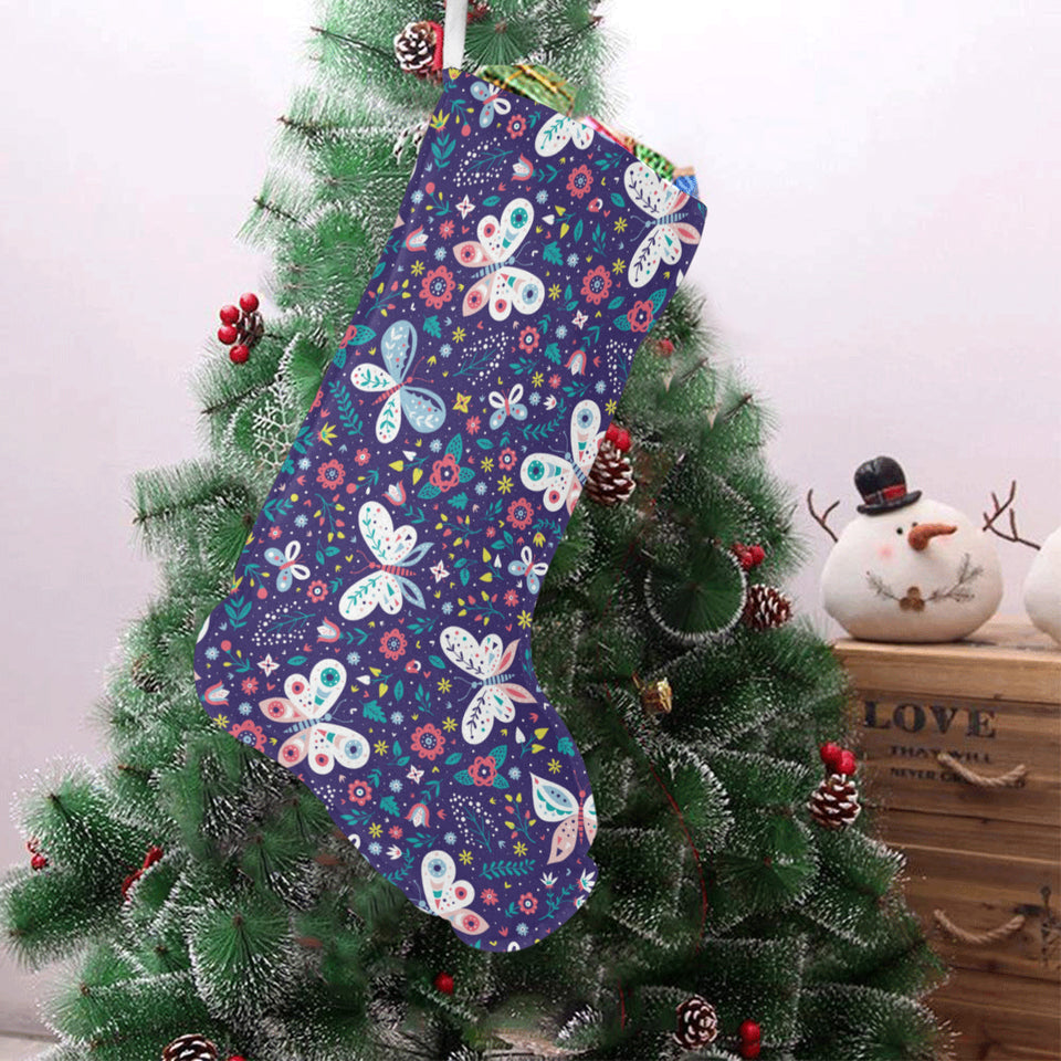 Colorful butterfly flower pattern.eps Christmas Stocking