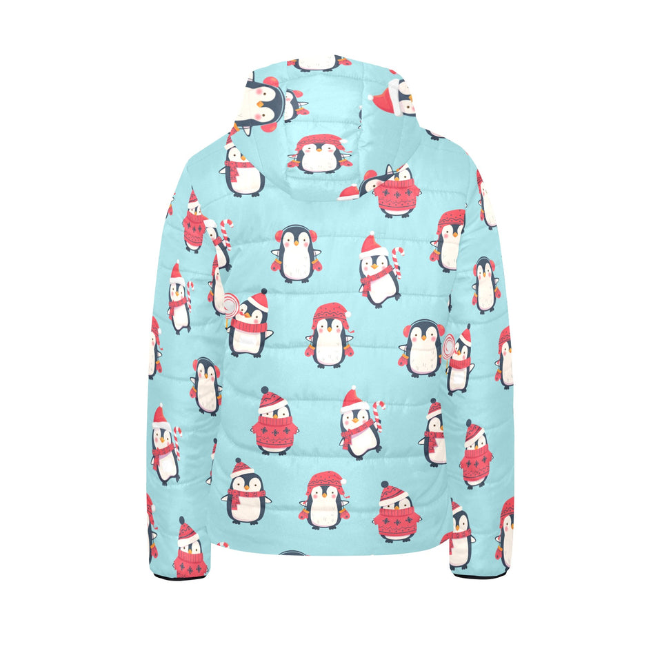 Cute penguin christmas design pattern Kids' Boys' Girls' Padded Hooded Jacket