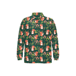 Squirrel Pattern Print Design 03 Men's Long Sleeve Polo Shirt