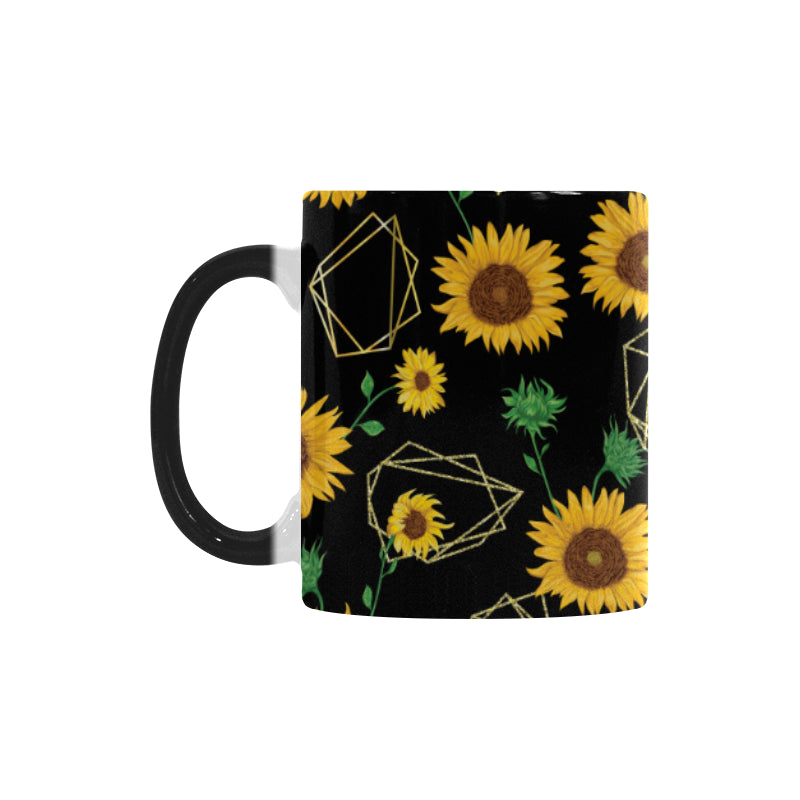 sunflower golden polygonal shapes Morphing Mug Heat Changing Mug