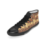 Camel polynesian tribal design pattern Men's High Top Canvas Shoes Black