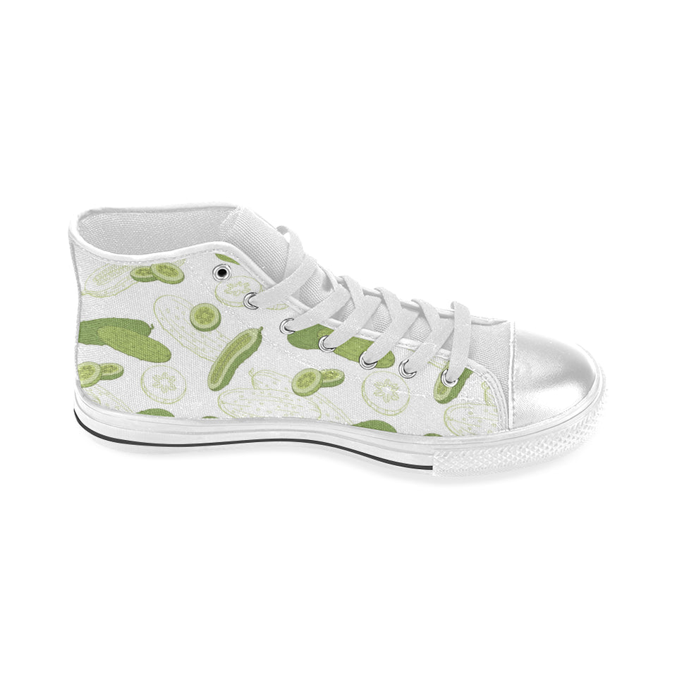 Cucumber sketch pattern Women's High Top Canvas Shoes White
