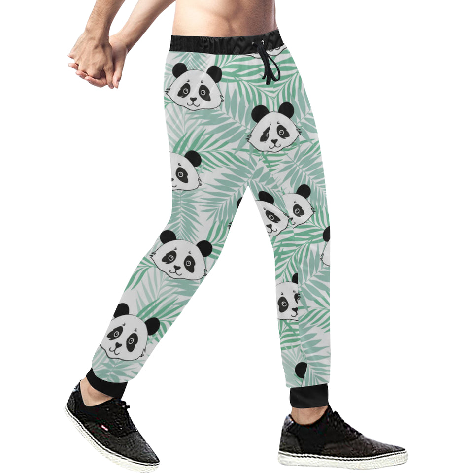 Panda pattern tropical leaves background Unisex Casual Sweatpants