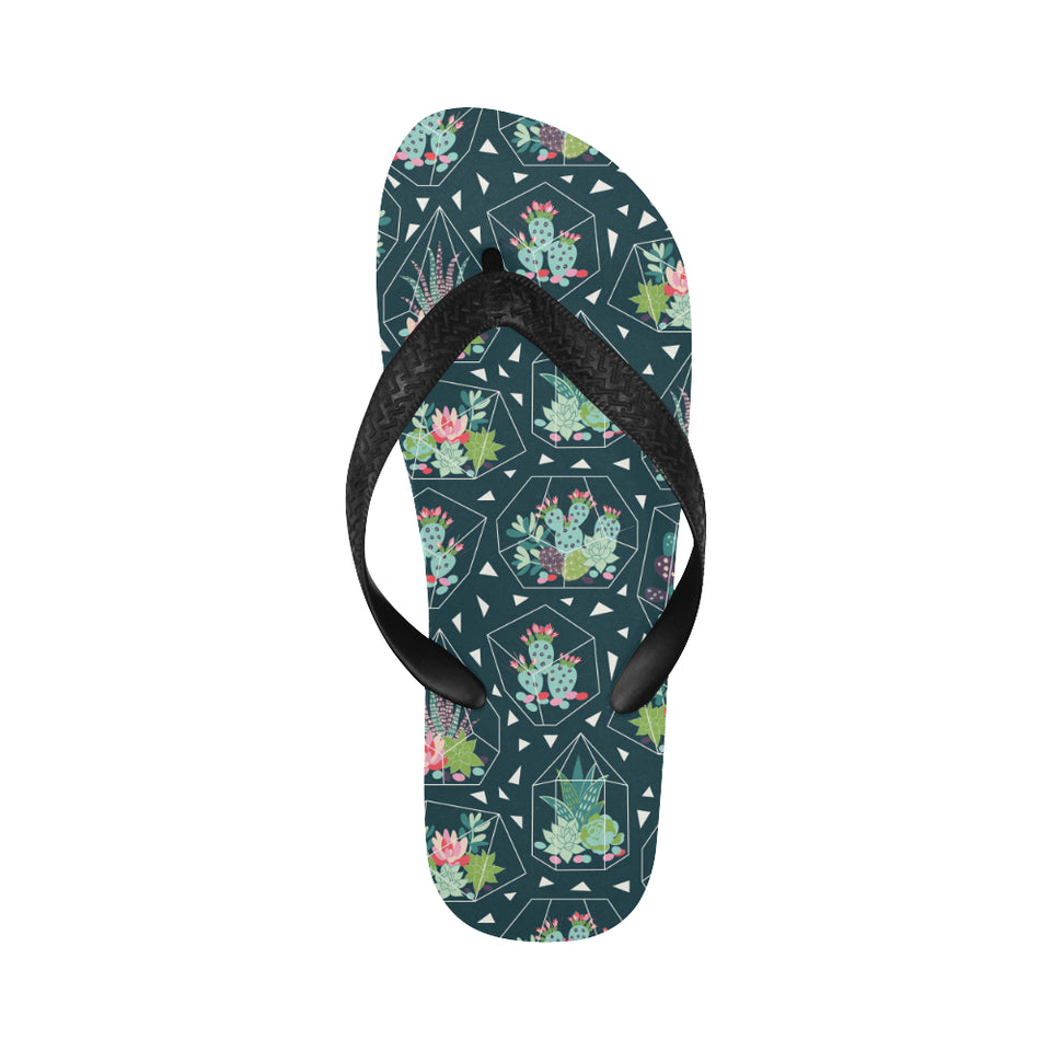 Cactus glass terrarium pattern Unisex Flip Flops