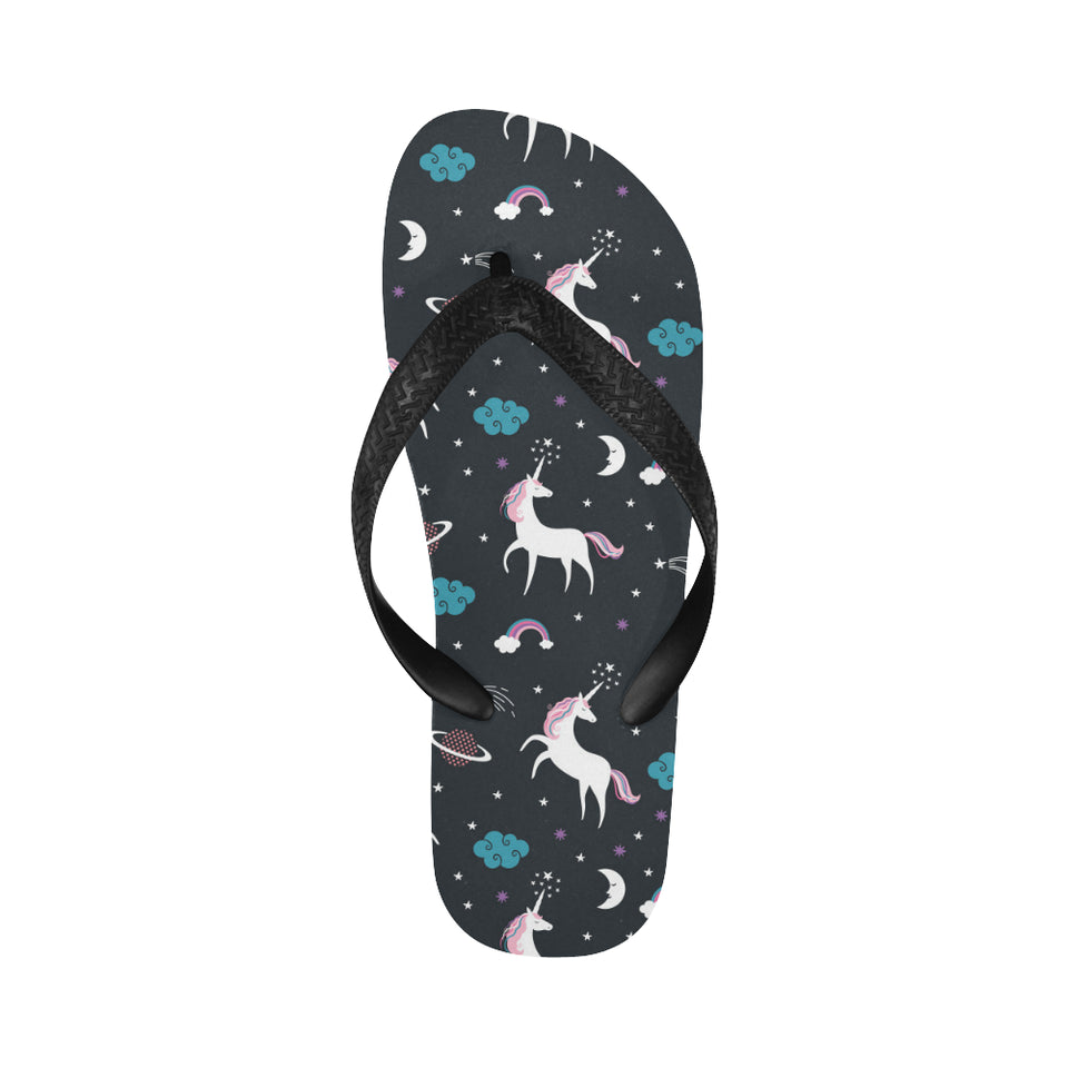 unicorn rainbows moon clound star pattern Unisex Flip Flops
