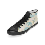 Bonsai bamboo stork japanese pattern cream theme Men's High Top Canvas Shoes Black