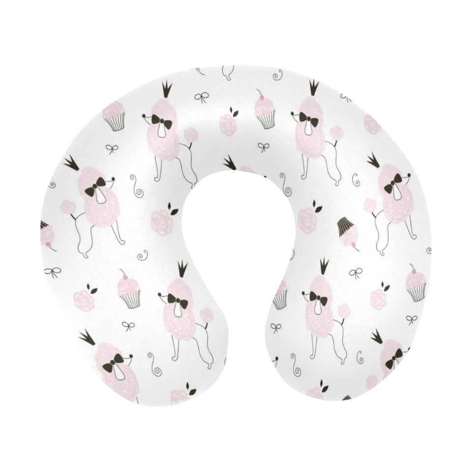 Poodle dog rose cake pattern U-Shaped Travel Neck Pillow
