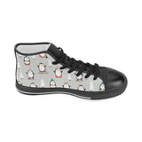 Cute Penguin christmas pattern Women's High Top Canvas Shoes Black