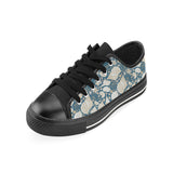 Sea turtle Polynesian Tribal design pattern Men's Low Top Canvas Shoes Black