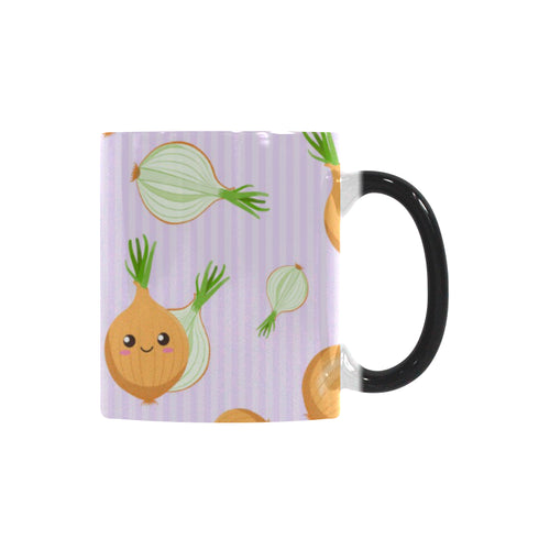 cute onions smiling faces purple background Morphing Mug Heat Changing Mug