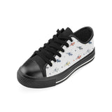 Cute helicopter star pattern Men's Low Top Canvas Shoes Black