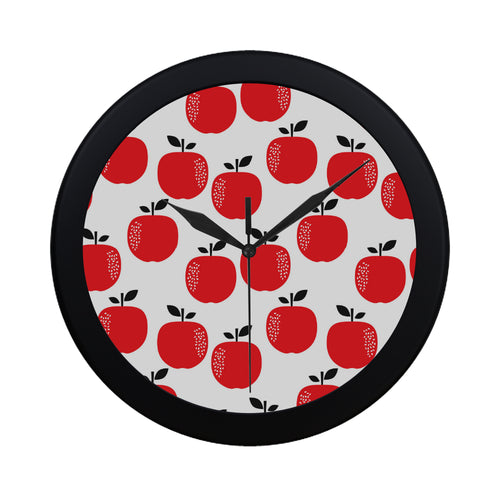 red apples white background Elegant Black Wall Clock