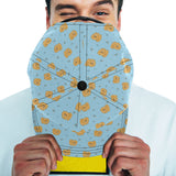 Brown cute pomeranian blue blackground All Over Print Snapback Cap