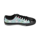 Cute snowman snowflake pattern Men's Low Top Canvas Shoes Black