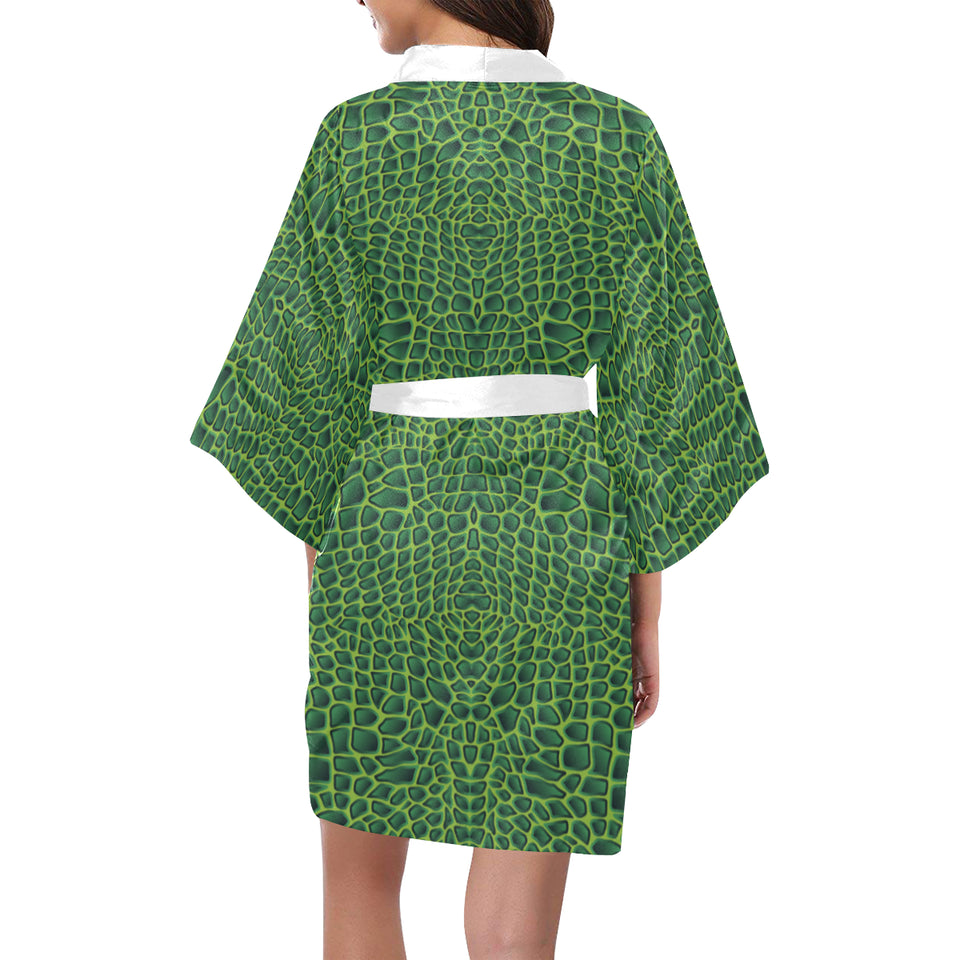 Crocodile Skin Printed Women's Short Kimono Robe