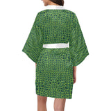 Crocodile Skin Printed Women's Short Kimono Robe